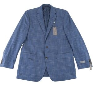 Michael Kors Kent‎ Blazer Suit Sport Coat Jacket Mens 42 Long Blue Plaid $295